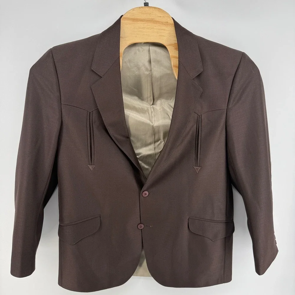Alamo Moda Hombre Mens Western Blazer Jacket Brown 41R Leather Elbow Patches